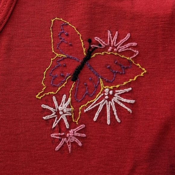 vintage size L hand embroidered T-shirt - Picture 4 of 5